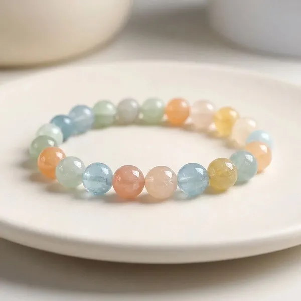 Peach_And_Blue_Morganite_Beryl_Aqua_Crystal_Stone_Bracelet