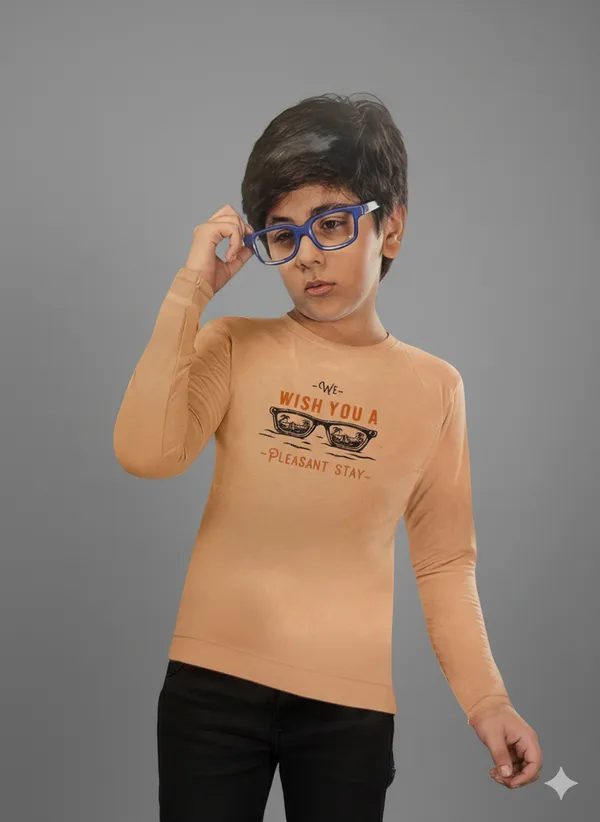 Camel_Yellow_Cotton_Full_Sleeeves_Tshirt_For_Kids