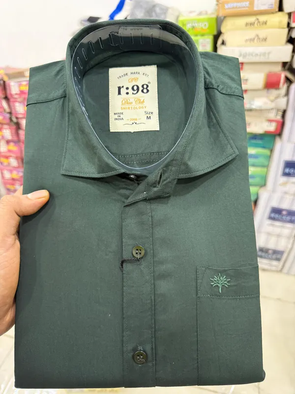 Dark_Green_Cotton_Plain_Shirt_Full_Sleeves_For_Men