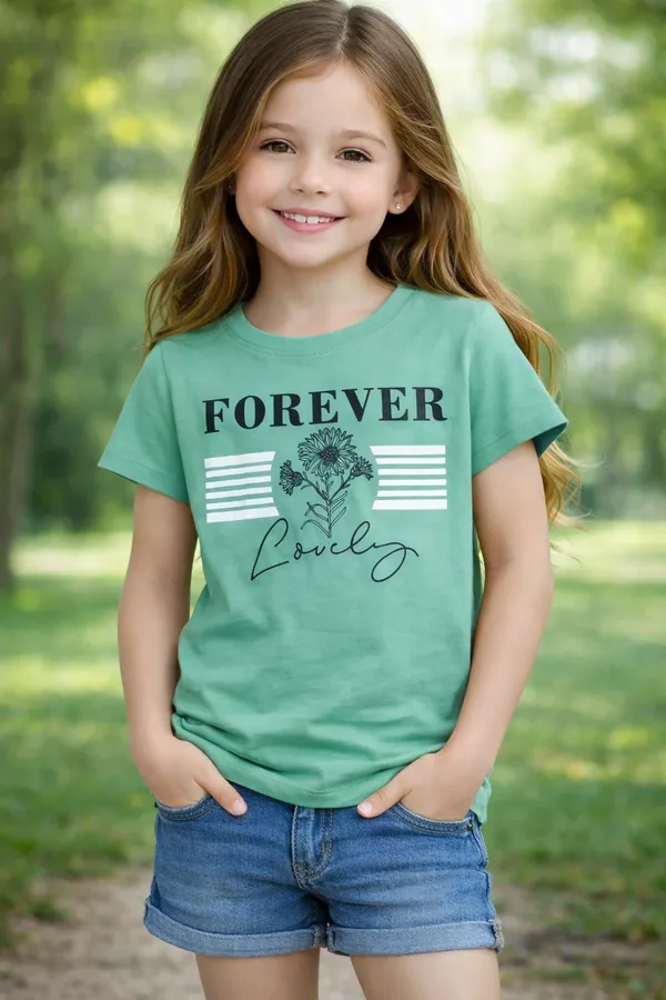 Green_Cotton_Regular_Fit_Tshirt_for_Girls
