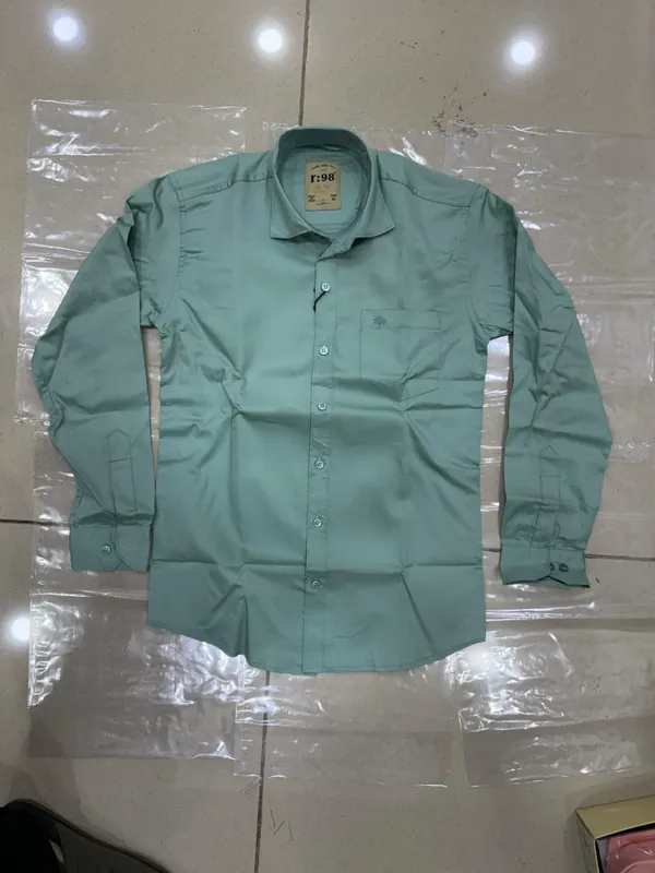 Pista_GreenCotton_Plain_Shirt_Full_Sleeves_For_Men