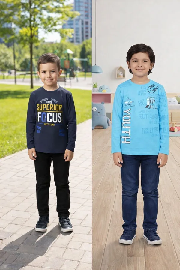 Sky_Blue_And_Navy_Blue_Cotton_Premium_Full_Sleeves_Tshirt_For_Kids_Pack_Of_2