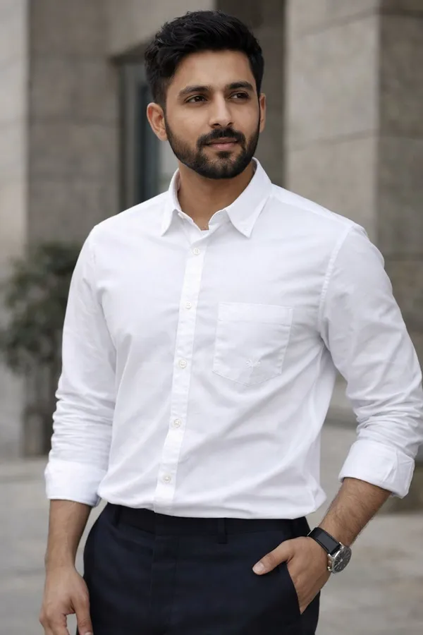 White_Cotton_Full_Sleeve_Shirt_For_Men