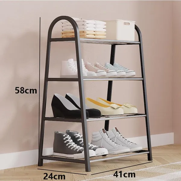 Black_Shoe_Stand_Organizer_A_Storage_Solution_For_Footwear_Perfect_For_Any_Entryway_Or_Closet_(Metal_Shelves_With_Pp_Plastic_Frame)_(4_Layer)