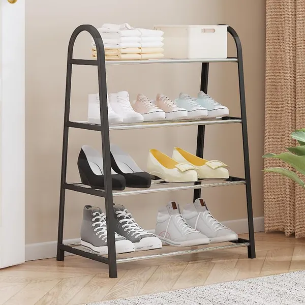 Black_Shoe_Stand_Organizer_A_Storage_Solution_For_Footwear_Perfect_For_Any_Entryway_Or_Closet_(Metal_Shelves_With_Pp_Plastic_Frame)_(4_Layer)