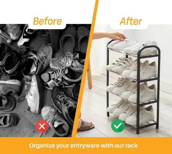 Black_Foldable_Multi_Layer_Shoe_Rack_Organizer_Space_Saving_Storage_Solution_For_Entryway,_Closet,_Bedroom_(Metal_Shelves_With_Pp_Plastic_Frame)_(4_Layer)