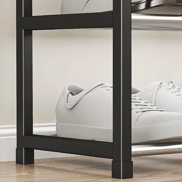 Black_Shoe_Rack_Organizer_With_Chrome_Accents,_Sturdy_Storage_Shelf_For_Entryway,_Closet_(Metal_Shelves_With_Pp_Plastic_Frame)_(5_Layer)