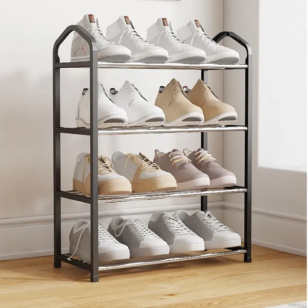 Black_Shoe_Rack_Organizer_A_Stylish_Storage_Solution_For_Footwear_Crafted_With_Durable_Metal_And_Plastic_Perfect_For_Any_Entryway_Or_Closet_(Metal_Shelves_With_Pp_Plastic_Frame)_(4_Layer)