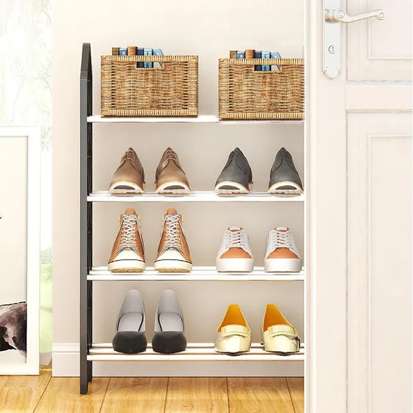 Black_Multifunctional_Shoe_Rack_Organizer_Entryway_Storage_Solution_For_Home_And_Office_(4_Layer,_Metal_Shelves_With_Pp_Plastic_Frame)