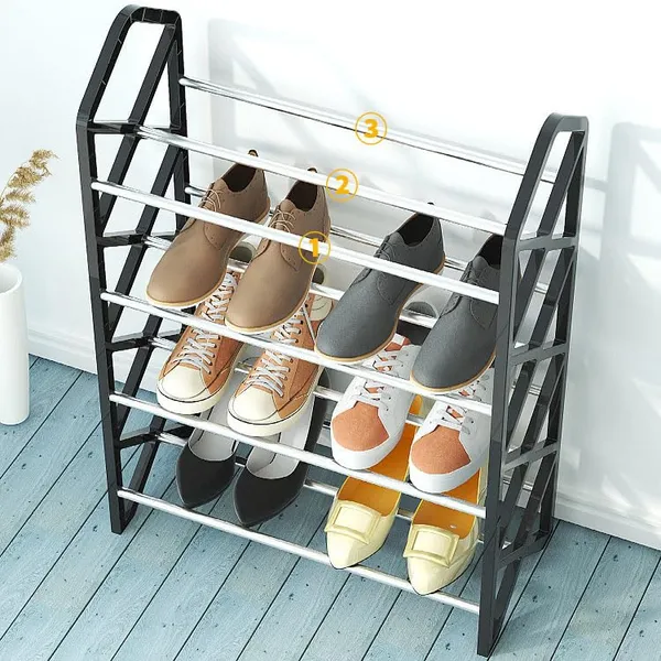 Black_Multifunctional_Shoe_Rack_Organizer_Entryway_Storage_Solution_For_Home_And_Office_(4_Layer,_Metal_Shelves_With_Pp_Plastic_Frame)