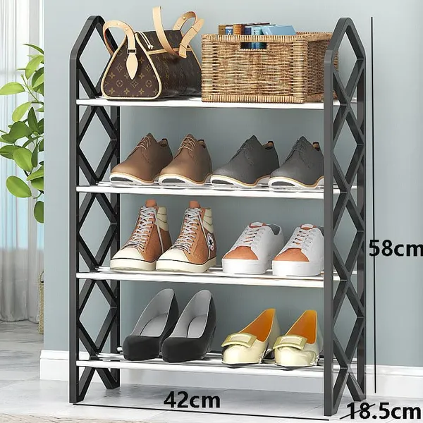 Black_Multifunctional_Shoe_Rack_Organizer_Entryway_Storage_Solution_For_Home_And_Office_(4_Layer,_Metal_Shelves_With_Pp_Plastic_Frame)