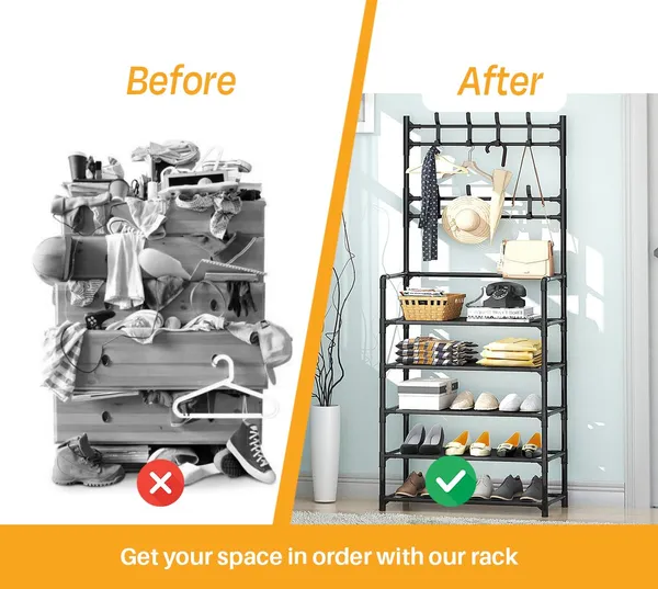Black_Multifunctional_Shoe_And_Coat_Rack_With_Hooks_5_Tier_Organizer_For_Entryway,_Hallway,_Bedroom_(5_Layers_With_Hanging_Space,_Fabric_Shelves,_Power_Coated_And_Baked_Paint_Tube_Frame)_(Extra_Large)