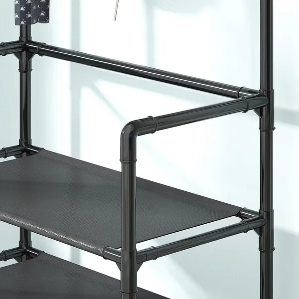 Black_Multifunctional_Shoe_And_Coat_Rack_With_Hooks_5_Tier_Organizer_For_Entryway,_Hallway,_Bedroom_(5_Layers_With_Hanging_Space,_Fabric_Shelves,_Power_Coated_And_Baked_Paint_Tube_Frame)_(Extra_Large)