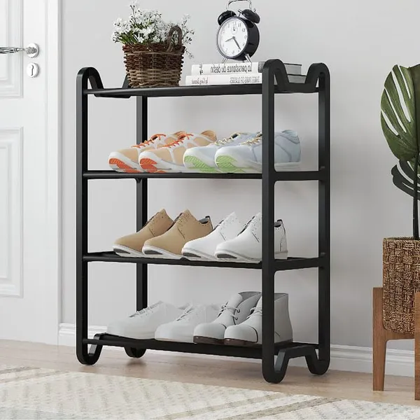 Black_Multi_Tier_Shoe_Rack_Entryway_Storage_Solution_For_Home_And_Office_Compact_And_Circle_Cutouts_Design_(4_Layers,_9.8Mm_Baked_Paint_Tube_Frame)