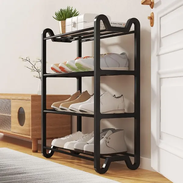 Black_Multi_Tier_Shoe_Rack_Entryway_Storage_Solution_For_Home_And_Office_Compact_And_Circle_Cutouts_Design_(4_Layers,_9.8Mm_Baked_Paint_Tube_Frame)