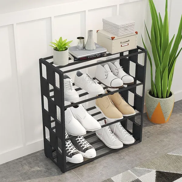Black_Multi_Tier_Shoe_Rack_Entryway_Storage_Solution_For_Home_And_Office_Compact_And_Circle_Cutouts_Design_(4_Layers,_9.8Mm_Baked_Paint_Tube_Frame)