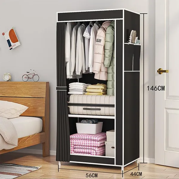 Black_Collapsible_Wardrobe_With_Hanging_Rod_Portable_Closet_Organizer_For_Clothes,_Shoes_And_Accessories