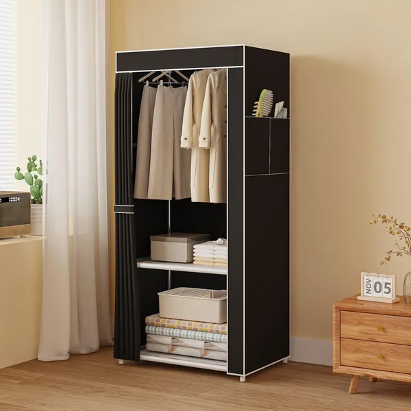 Black_Collapsible_Wardrobe_With_Hanging_Rod_Portable_Closet_Organizer_For_Clothes,_Shoes_And_Accessories
