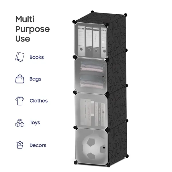 Black_And_White_Multipurpose_Portable_Plastic_Cabinet_With_Dustproof_Door_Space_Saving_Solution_For_Home_And_Office_(And_White,_4_Cabinets,_Plastic_Wall_And_Door_With_Metal_Frame)_(4_Tier)