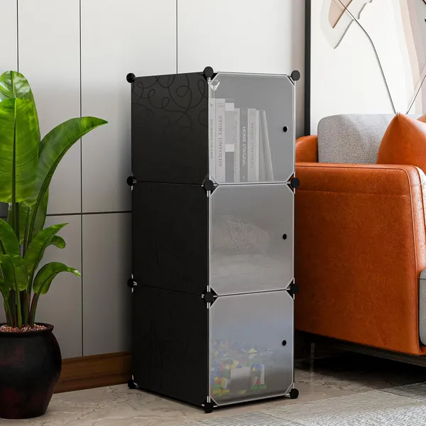 Black_And_White_Multipurpose_Portable_Plastic_Cabinet_With_Dustproof_Door_Space_Saving_Solution_For_Home_And_Office_(And_White,_3_Cabinets,_Plastic_Wall_And_Door_With_Metal_Frame)_(3_Tier)