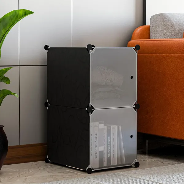 Black_And_White_Multipurpose_Portable_Plastic_Cabinet_With_Dustproof_Door_Space_Saving_Solution_For_Home_And_Office_(And_White,_2_Cabinets,_Plastic_Wall_And_Door_With_Metal_Frame)_(2_Tier)