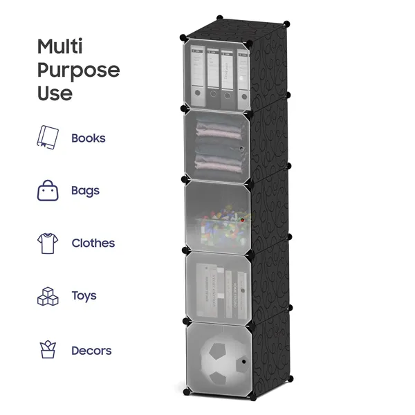 Black_And_White_Multipurpose_Portable_Plastic_Cabinet_With_Dustproof_Door_Space_Saving_Solution_For_Home_And_Office_(And_White,_5_Cabinets,_Plastic_Wall_And_Door_With_Metal_Frame)_(5_Tier)