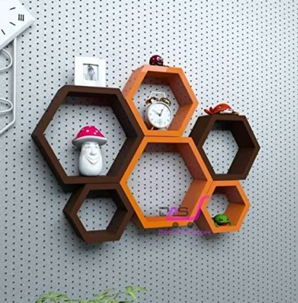 Orange_And_Brown_Floating_Wall_Shelves_Set_Of_3,_Modern_U_Shaped_Display_Ledges,_(Hexagon)