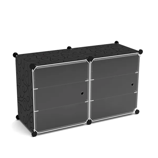 Black_2_Cube_Shoe_Storage_Organizer_Multi_Purpose_Modular_Cabinet_For_Shoes,_Boots,_Clothes,_Diy_Stackable_Plastic_Shelf_With_Doors_For_Entryway,_Closet,_Bedroom_Sturdy_And_Dustproof