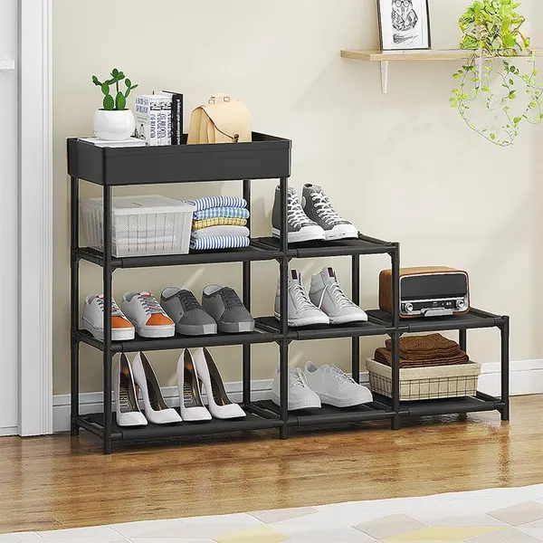 Black_Durable_Shoe_Storage_Rack_With_Multiple_Shelves_Space_Saving_Shoe_Rack_For_Closet_Or_Hallway_Portable_Shoe_Organizer_Shelf_For_Home_Use