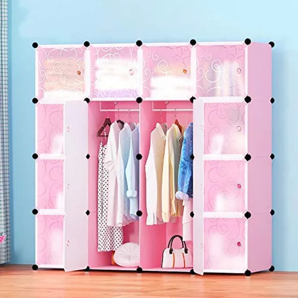 Pink_Portable_Wardrobe_Closet_Organizer_With_Hanging_Rods_And_Storage_Shelves_Foldable_Clothes_Storage_Cabinet_For_Bedroom,Living_Room,Office_|_Space_Saver_Fabric_Almirah