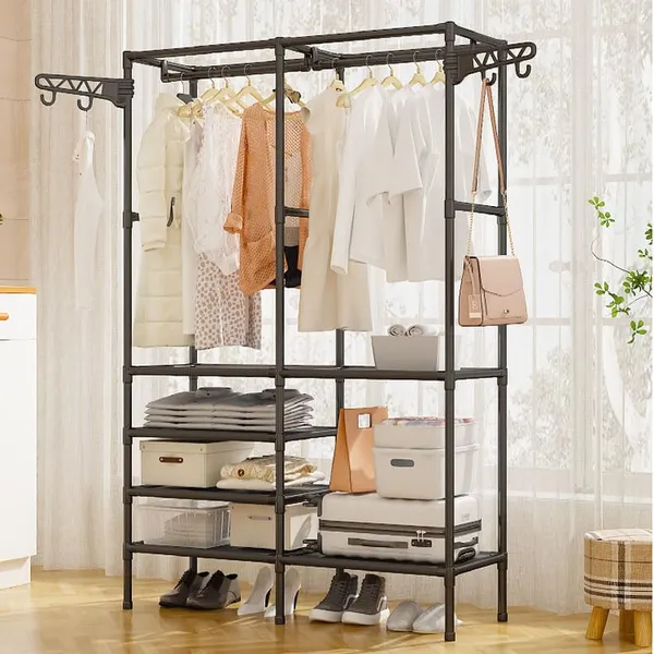 Black_Portable_Wardrobe_Closet_Organizer_With_Hanging_Rods_And_Storage_Shelves_Foldable_Clothes_Storage_Cabinet_For_Bedroom,Living_Room,Office_|_Space_Saver_Fabric_Almirah