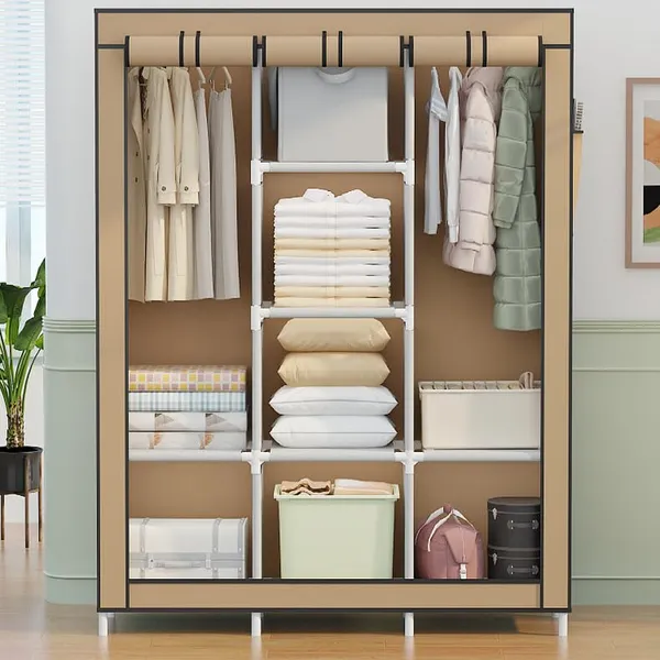 Brown_Collapsible_Wardrobe_With_Hanging_Rod_Portable_Closet_Organizer_For_Clothes,_Shoes_And_Accessories