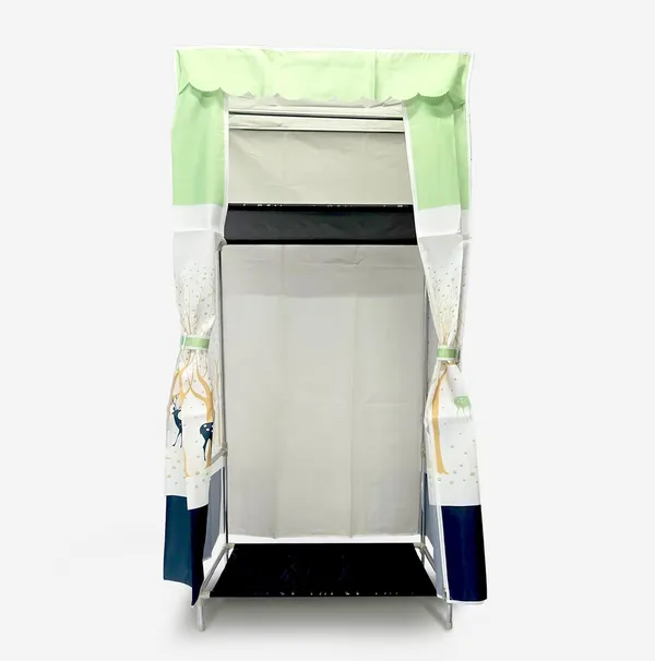 Multicolor_Green_Dear_Collapsible_Wardrobe_With_Hanging_Rod_Portable_Closet_Organizer_For_Clothes,_Shoes_And_Accessories