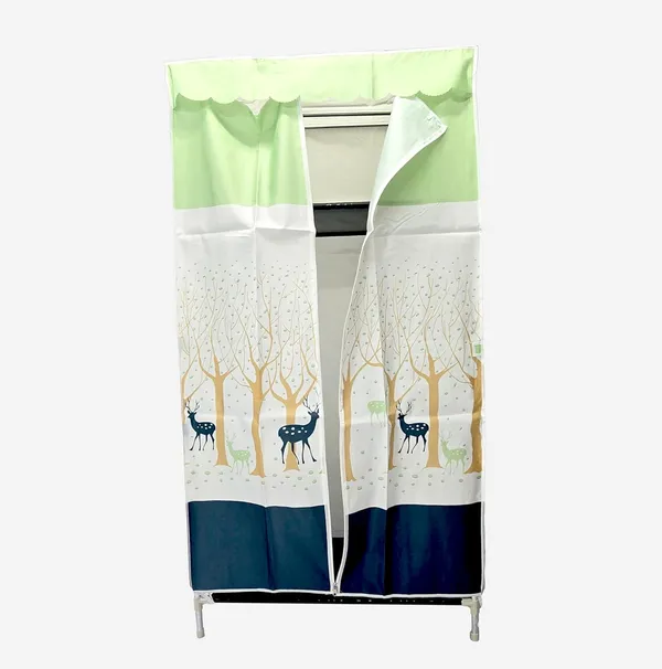 Multicolor_Green_Dear_Collapsible_Wardrobe_With_Hanging_Rod_Portable_Closet_Organizer_For_Clothes,_Shoes_And_Accessories