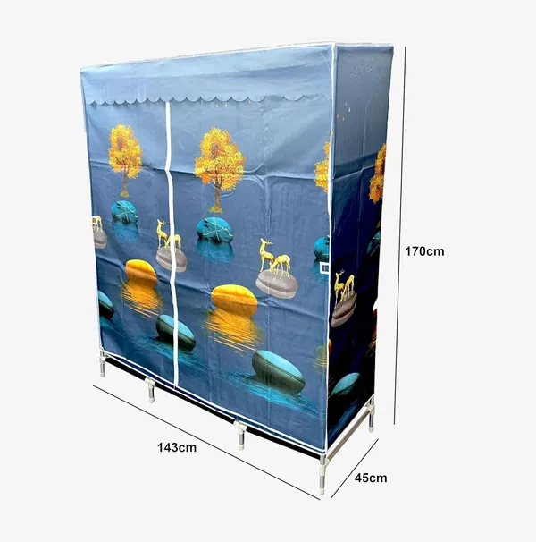 Multicolor_Fish_Collapsible_Wardrobe_With_Hanging_Rod_Portable_Closet_Organizer_For_Clothes,_Shoes_And_Accessories