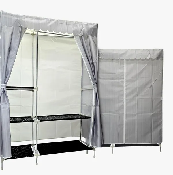 Grey_Collapsible_Wardrobe_With_Hanging_Rod_Portable_Closet_Organizer_For_Clothes,_Shoes_And_Accessories