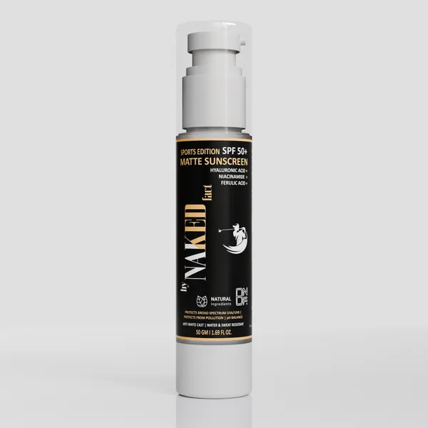 By_Naked_Fact_Sports_Edition_Spf_50+_Sunscreen_With_Ferulic_Acid,_Niacinamide_And_Hyaluronic_Acid_Water-Light,_Broad_Spectrum_Uva/Uvb_And_Blue_Light_Protection_Prevents_Tanning_Non-Greasy,_Quick-Absorbing,_No_White_Cast,_Matte_Finish_For_Bright_Skin_And_Healthy_Glow_For_Men_And_Women_50_G