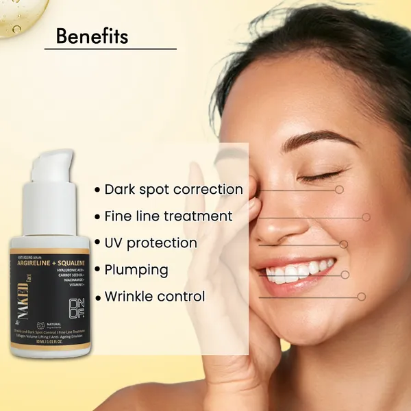 By_Naked_Fact_Anti_Ageing_Serum_For_Face_With_Argireline,_Niacinamide,_Vitamin_E_And_Squalene_Boosts_Collagen_Reduces_Fine_Lines_And_Wrinkles_Dark_Spot_Corrector_Uv_Protection_Fights_Signs_Of_Ageing_For_Mature,_Combination_And_Dry_Skin_30Ml