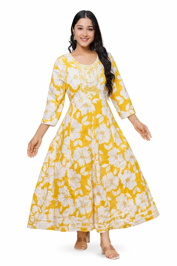 Yellow_And_White_Premium_Cotton_Frock_Suit_For_Women