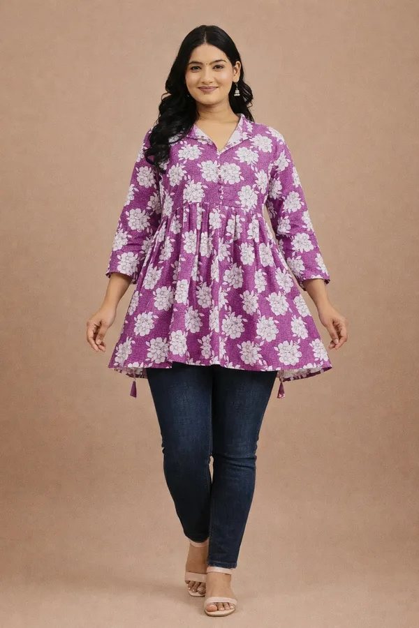Purple_And_White_Premium_Cotton_Kurti_For_Women
