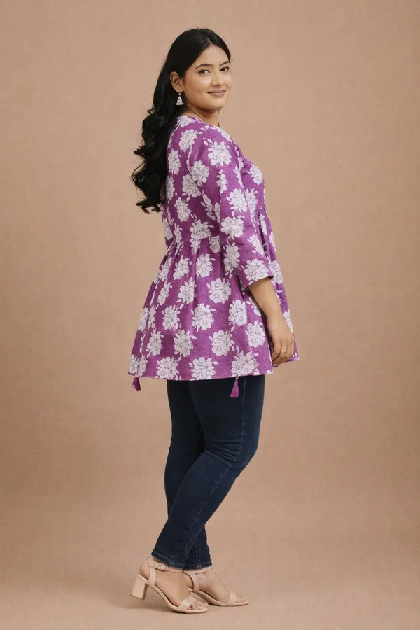 Purple_And_White_Premium_Cotton_Kurti_For_Women