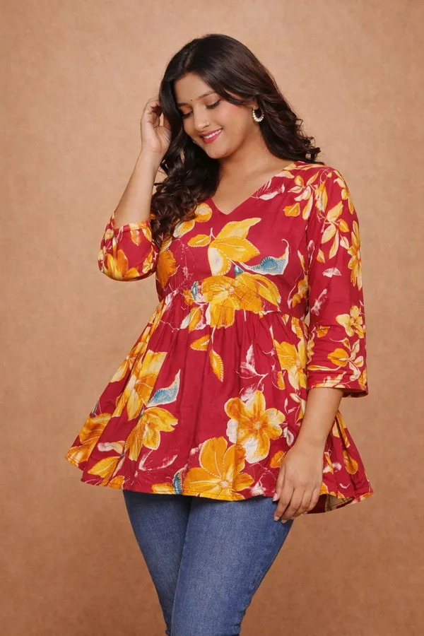 Red_And_Yellow_Premium_Cotton_Kurti_For_Women