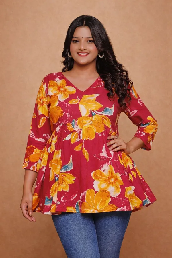 Red_And_Yellow_Premium_Cotton_Kurti_For_Women