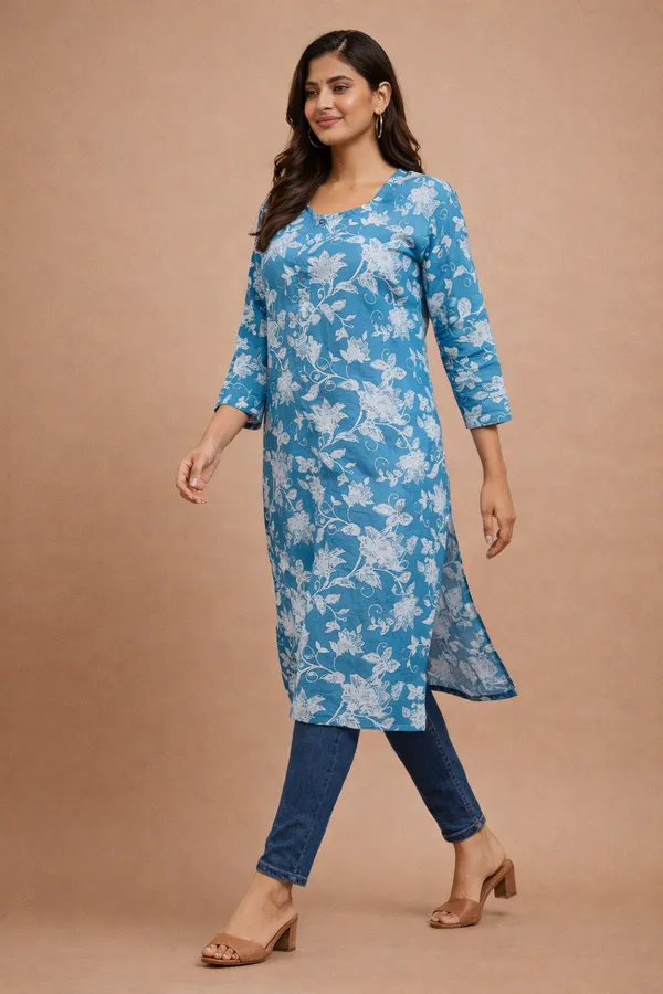 Blue_Premium_Cotton_Kurti_For_Women