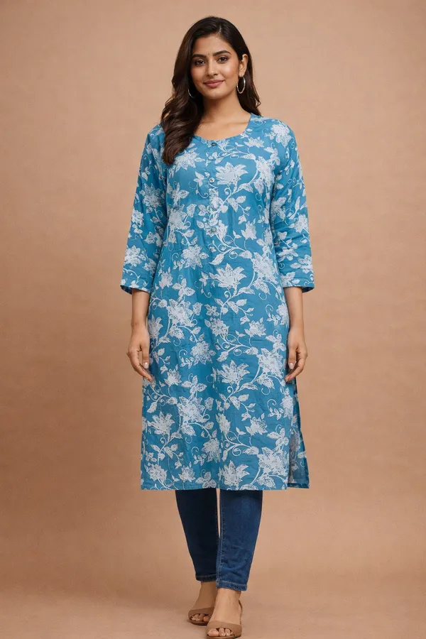 Blue_Premium_Cotton_Kurti_For_Women