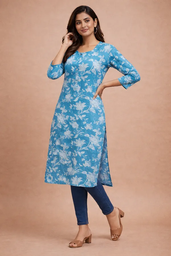 Blue_Premium_Cotton_Kurti_For_Women