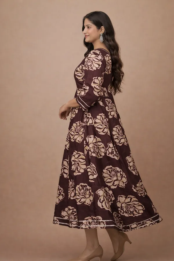 Brown_Premium_Cotton_Frock_Suit_For_Women
