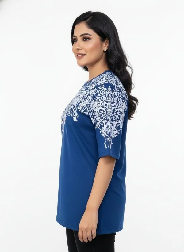 Blue_Premium_Cotton_T-Shirt_For_Women