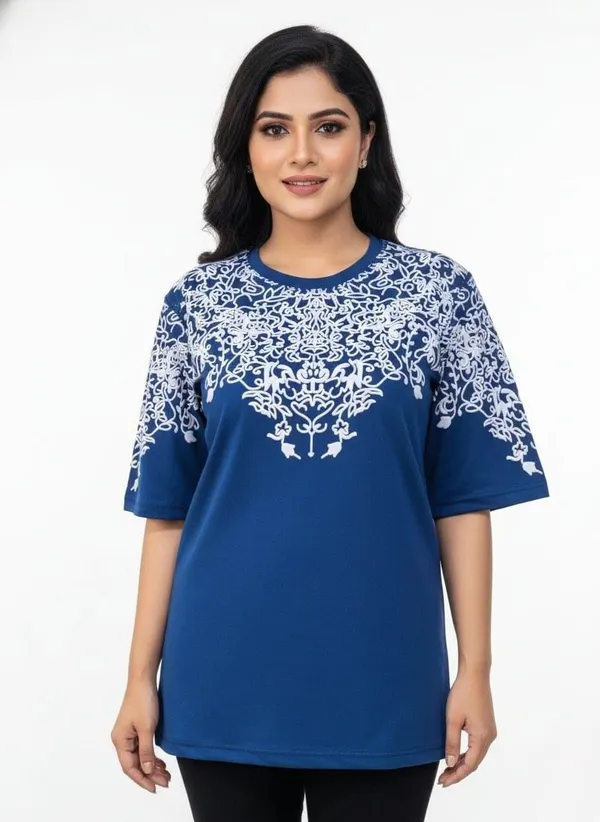 Blue_Premium_Cotton_T-Shirt_For_Women