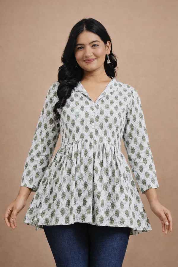 Green_And_White_Premium_Cotton_Kurti_For_Women